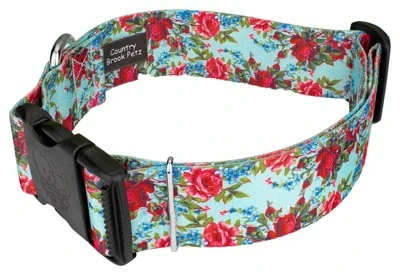 Country Brook Petz 1 1/2 Inch Deluxe Vintage Roses Dog Collar 1 Country Brook Petz 1 1/2 Inch Deluxe Vintage Roses Dog Collar