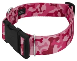 Country Brook Petz 1 1/2 Inch Deluxe Pink Bone Camo Dog Collar